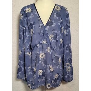Venezia Sheer Blouse Size 18/20 Tunic Floral Shirt Long Bell Sleeve Womens 0722